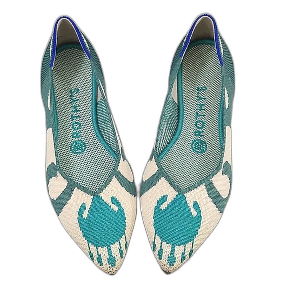 Rothy's NWOT The Point Moroccan green Ballet Point Toe Flats women's sz 8